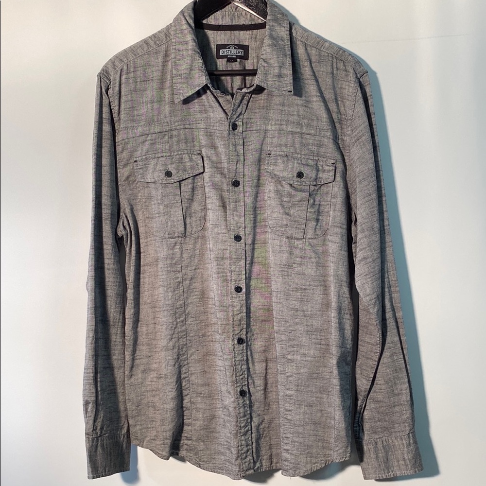Classic Gray Button-Down Shirt for Men